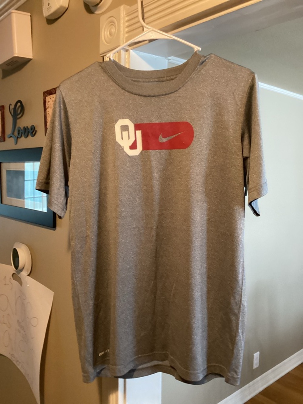 Nike Gray Short-Sleeve Tee with Red OU Logo